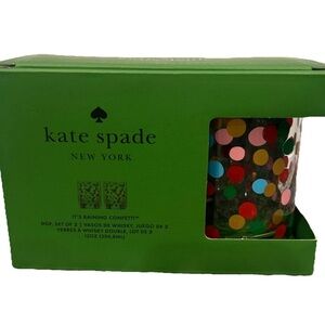 Kate Spade ITS RAINING CONFETTI Double Old Fashioned Whiskey Glass Set of 2 New